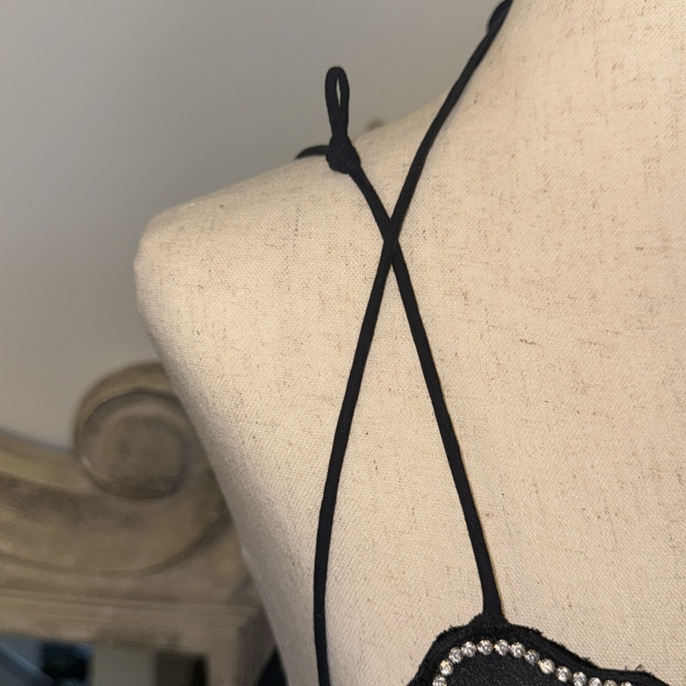 Zara Black and White Embellished Crop Tank Top - Picture 5 of 5